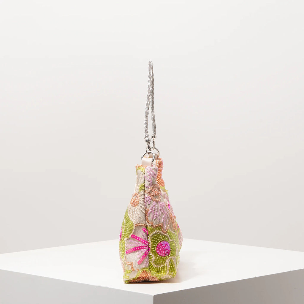 Floral Sequin Shoulder Bag Elegant Party Handbag