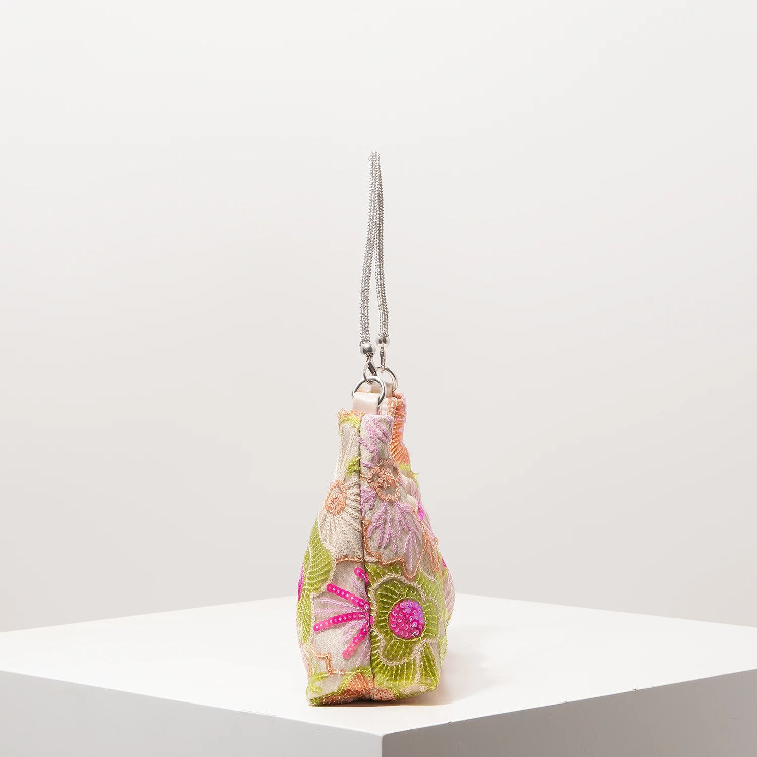 Floral Sequin Shoulder Bag Elegant Party Handbag