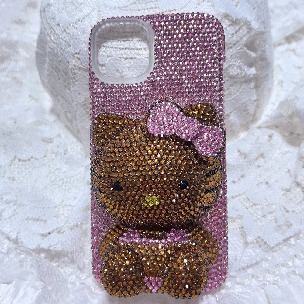 Christmas Hello Kitty Rhinestone Crystal Chain Transparent iPhone Case