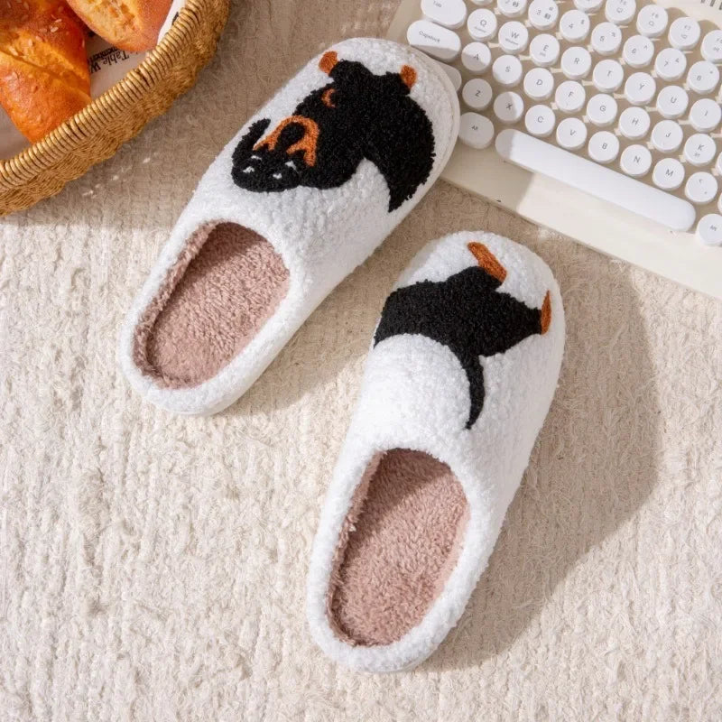 Dachshund Embroidered Slippers Warm Non Slip Indoor House Shoes