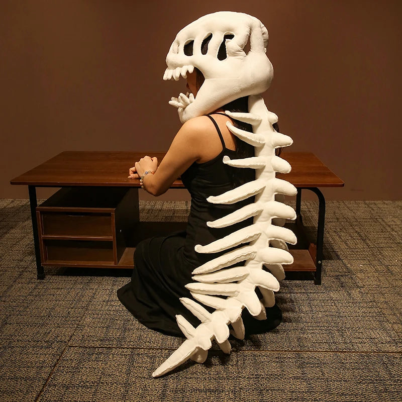 Realistic Dinosaur Skeleton Costume Set Plush Cosplay Headgear