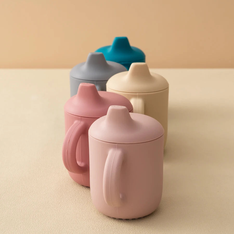 Baby Silicone Straw Cup Snack Container with Two Lids