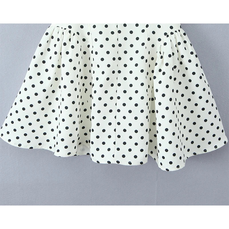 Women Polka Dot Halter Mini Dress Deep V Backless A-Line Summer Dress
