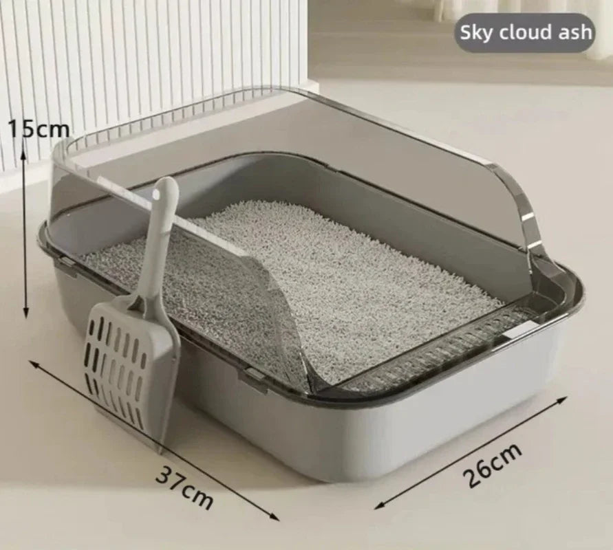 Semi Enclosed Cat Litter Box Splashproof Cat Toilet Tray