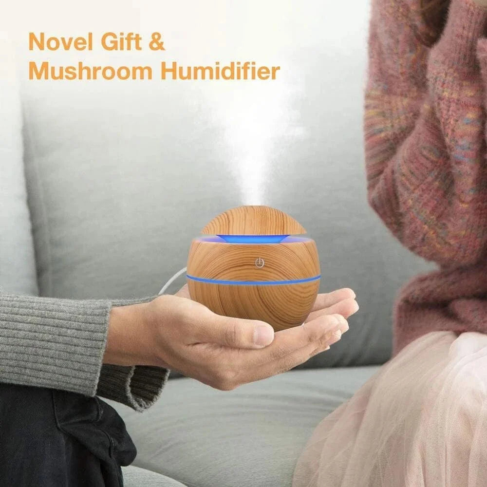 Wood Ultrasonic Air Humidifier Essential Oil Diffuser Cool Mist for Bedroom