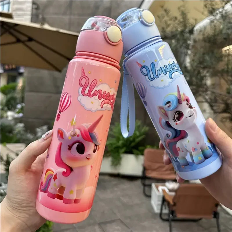 Cute Cartoon Water Bottle 700ml – BPA Free Leakproof Kids Drinking Bottle with Straw for School & Outdoor