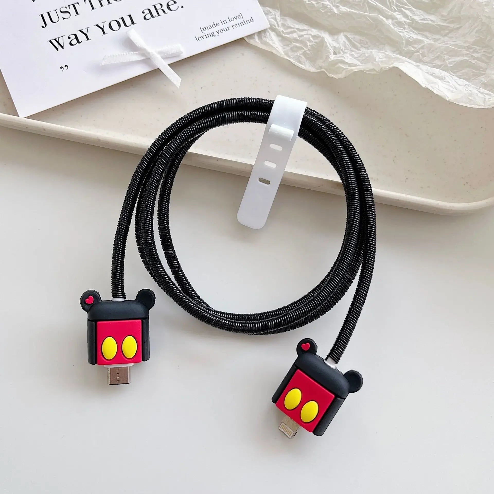 Cartoon Charger Cable Protector Stitch Data Line Winder Protective Cover