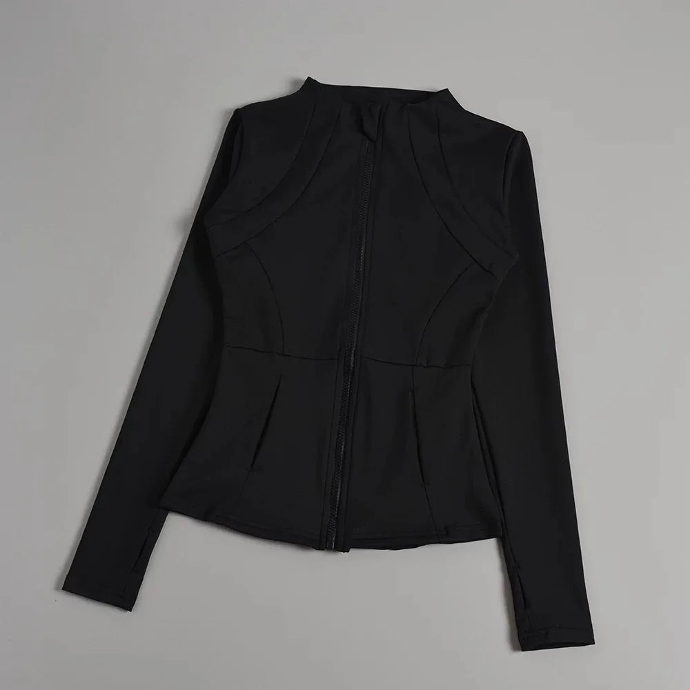 Women Long Sleeve Yoga Jacket Slim Fit Fitness Sports Top