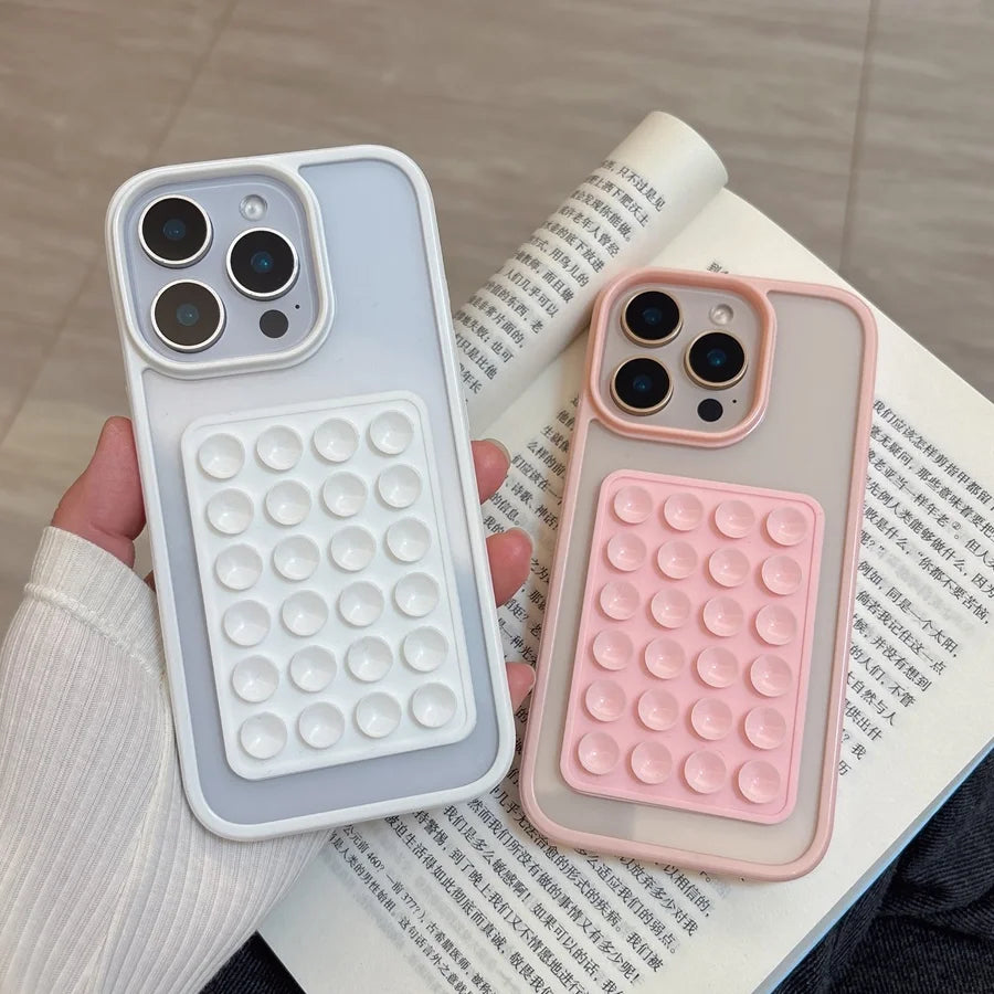 3D Suction Cup Airbag Clear Candy Shockproof Bumper iPhone Case