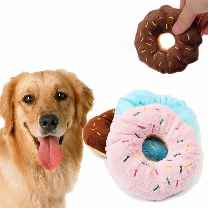 Donut Plush Squeaky Dog Toy for Small Medium Dogs