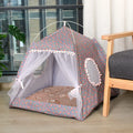 Floral Cat Tent Bed Semi Enclosed Pet Nest