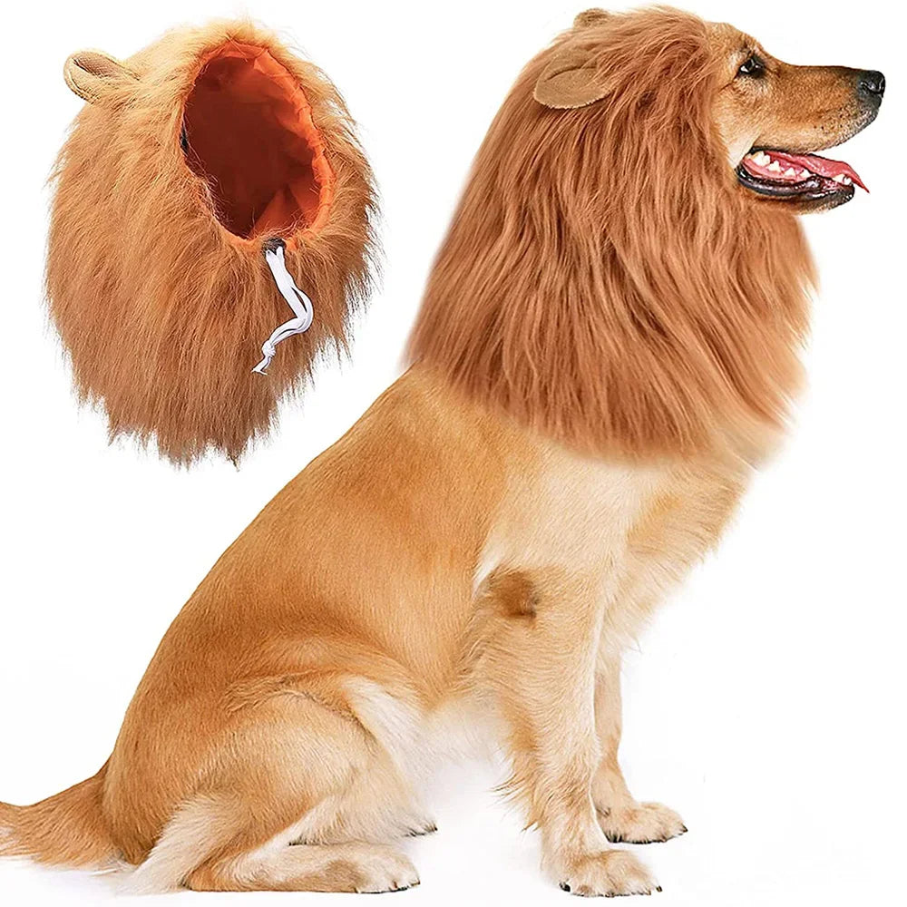 Dog Lion Mane Costume Realistic Pet Wig for Medium Large Dogs