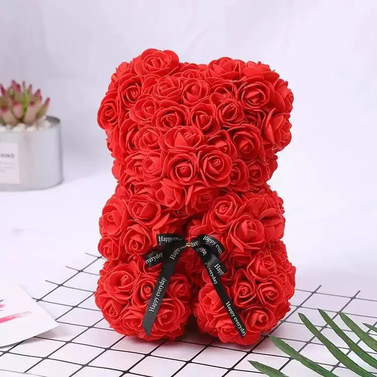 Rose Flower Teddy Bear Gift with Box for Women