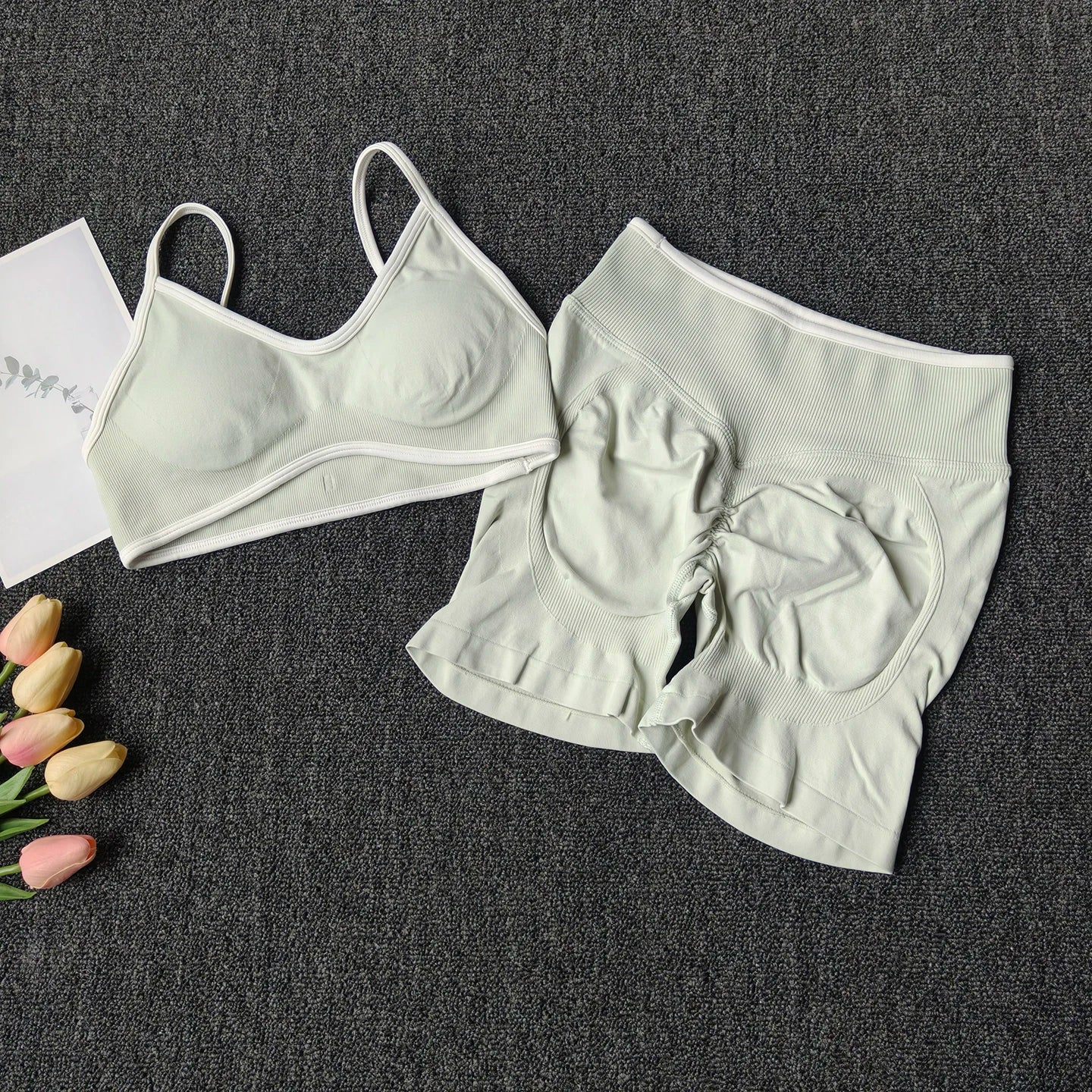 Peach Buttock Yoga Set Women Gym Seamless Suspender Bra High Waist Hip Lifting Shorts Fitness Set