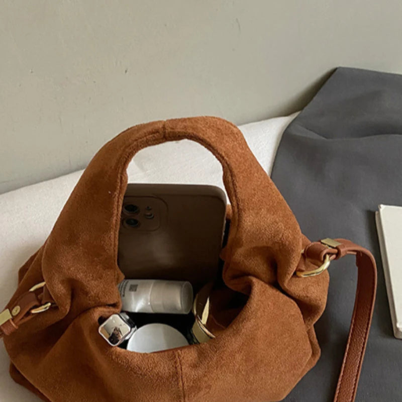 Women Cloud Dumpling Shoulder Bag French Style Retro Crossbody Handbag