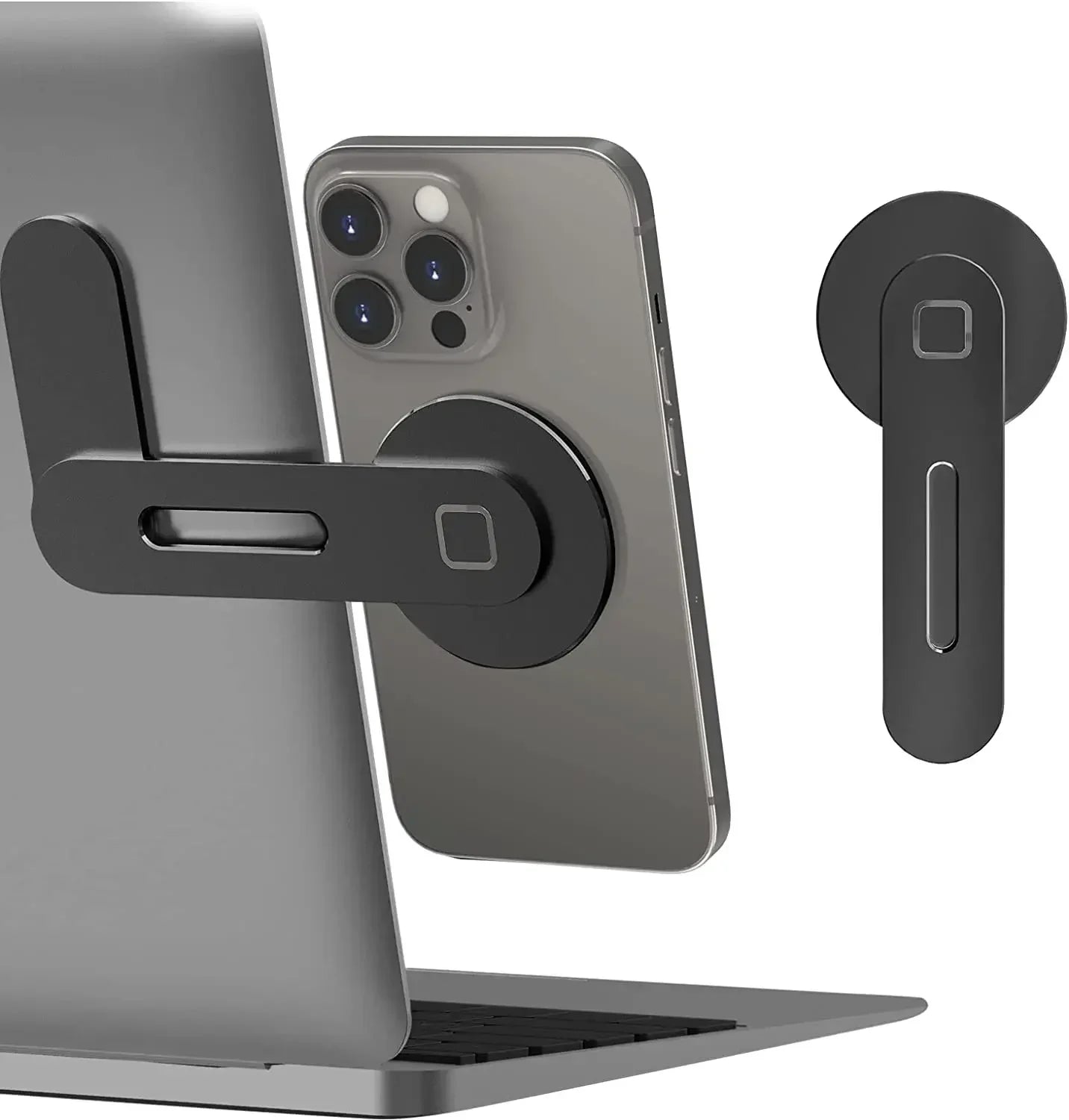 Magnetic Laptop Phone Holder Foldable Slim Side Mount for iPhone and All Phones