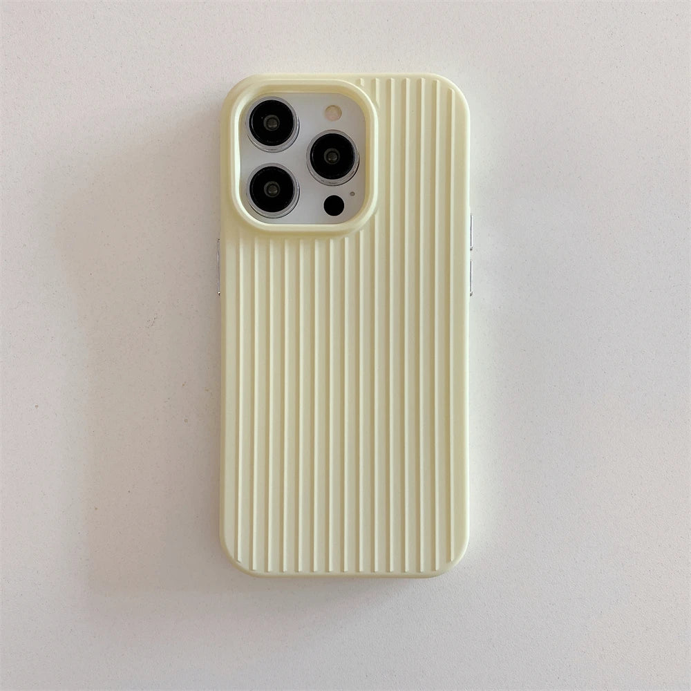 Macaron Ribbed Solid Color Durable iPhone Case