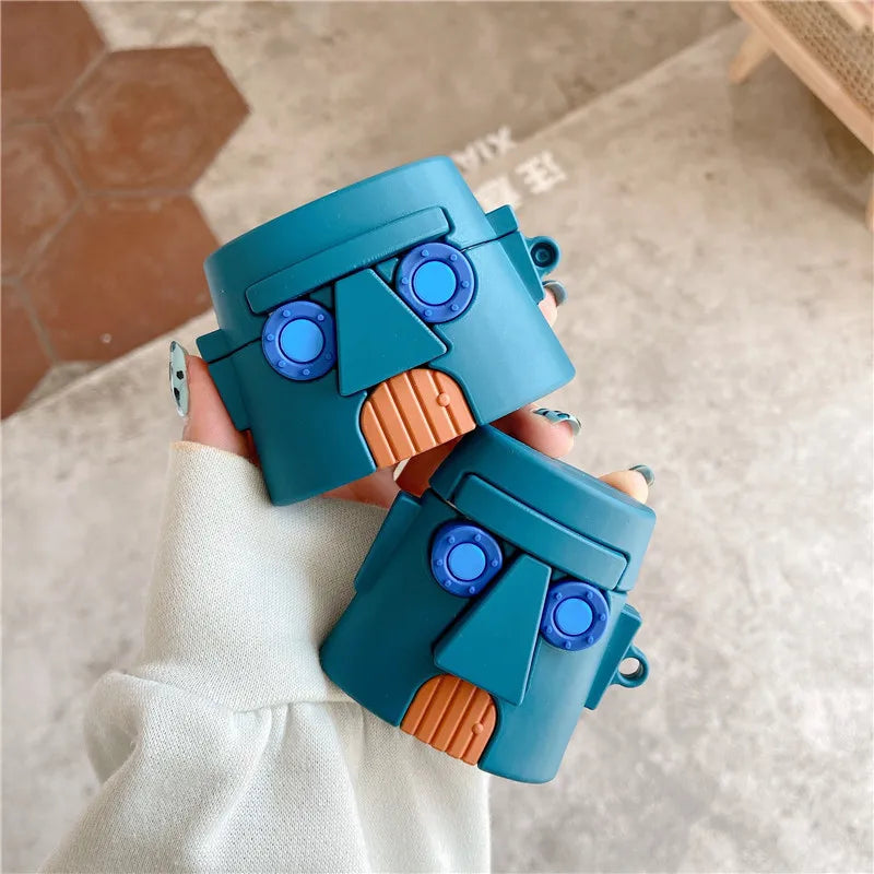 Pineapple Wooden Cartoon Silicone AirPods Case with Keychain Soft Cover
