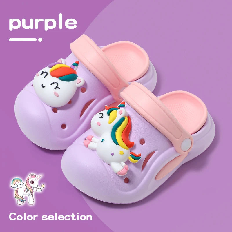 Kids Unicorn Clogs Sandals Anti-Slip Summer Beach Shoes Cute Cartoon Garden Shoes for Girls