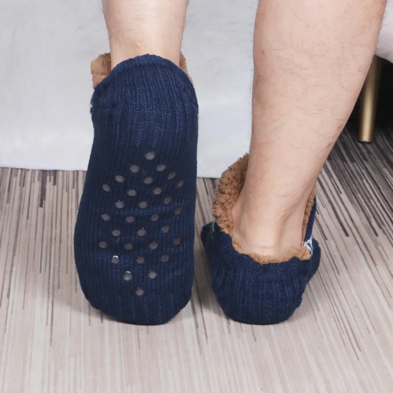 Unisex Warm Velvet Slipper Socks Non Slip Winter Home Socks