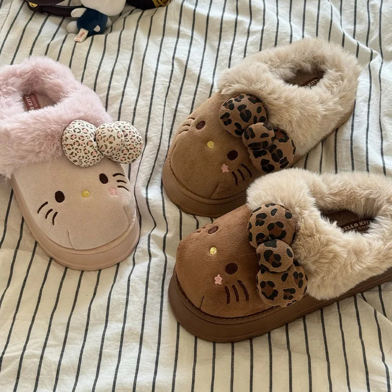 Women’s Cute Cat Cartoon Winter Slippers Warm Cotton Indoor Shoes