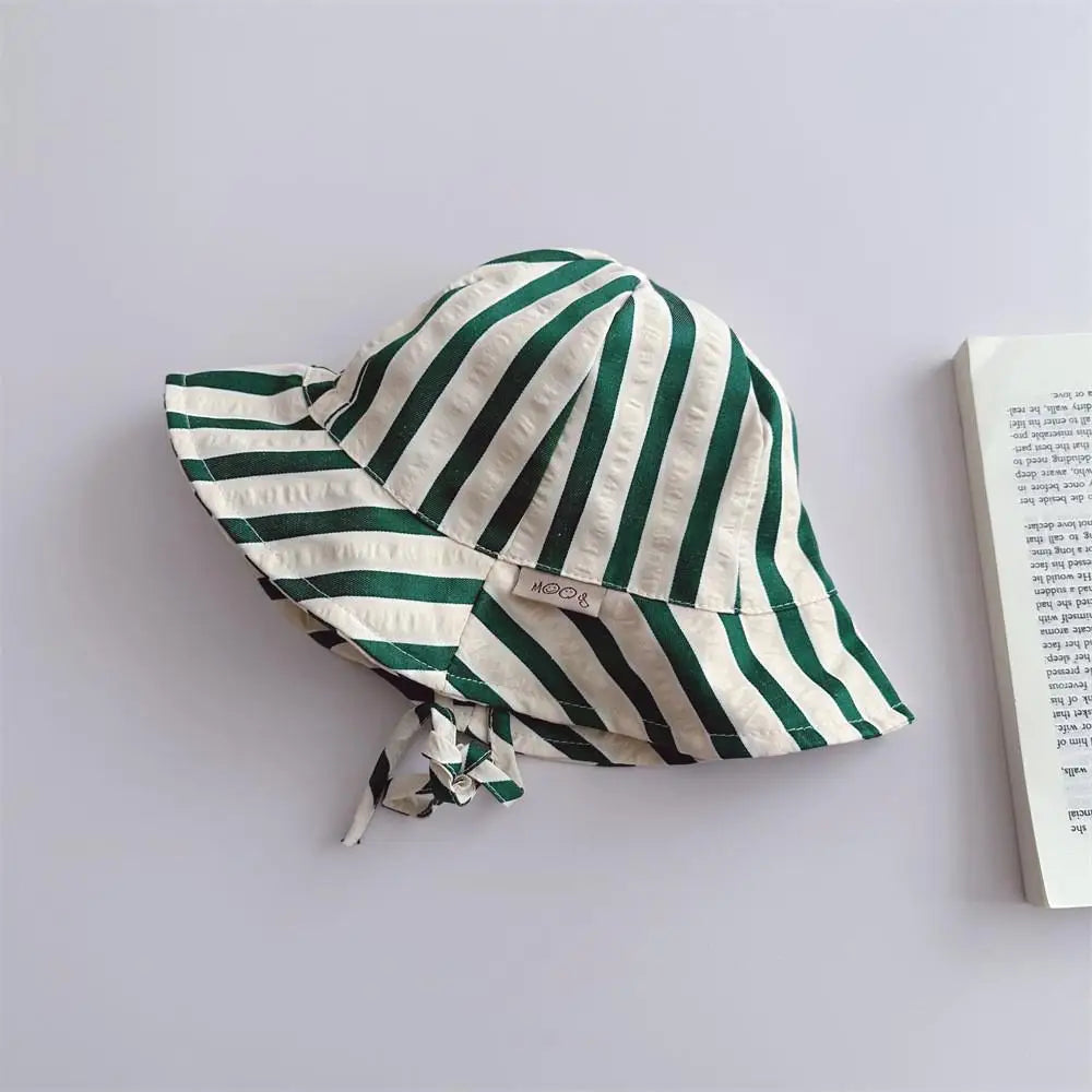 Kids Striped Fisherman Hat Casual Cotton Sun Hat for Boys & Girls