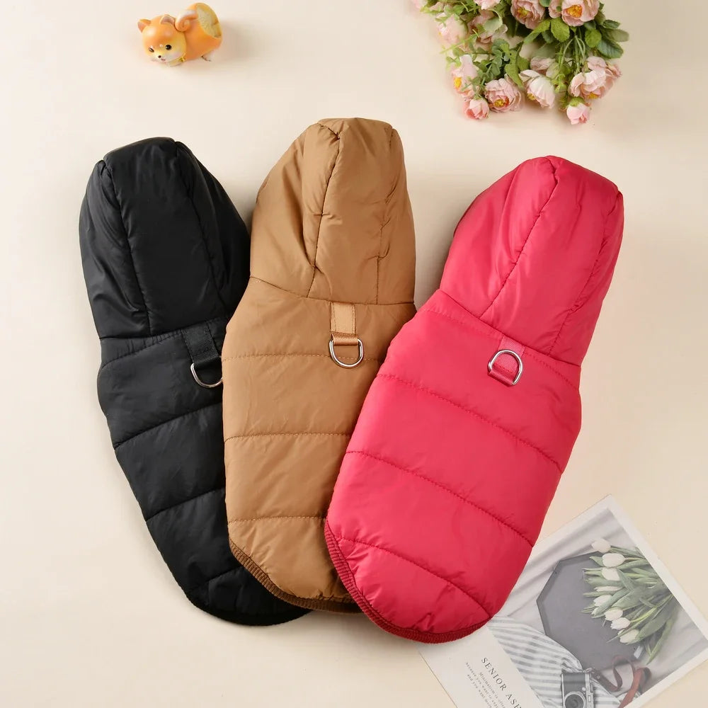 Warm Fleece Dog Coat Hoodie Winter Jacket with D Ring for Small Medium Dogs