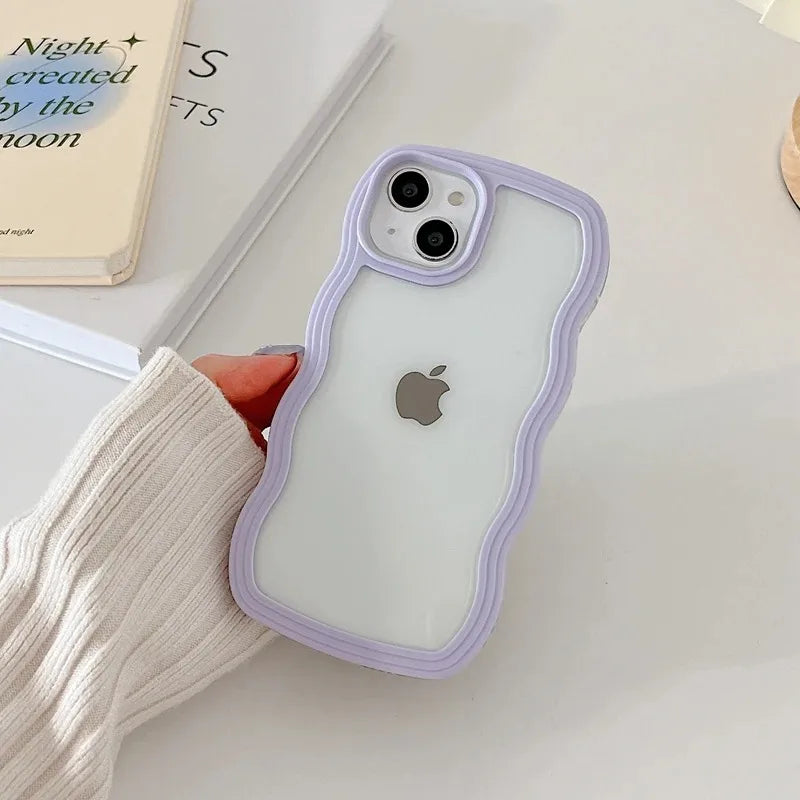 Candy Wavy Lines Transparent Bumper iPhone Case