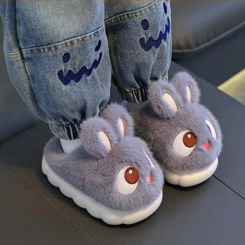 Kids Rabbit Plush Slippers Warm Anti Slip Winter Shoes