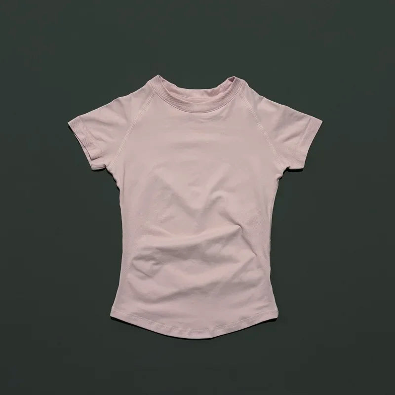 Women Seamless Sports Top Short Sleeve Yoga Gym Running Slim Fit Active Tee