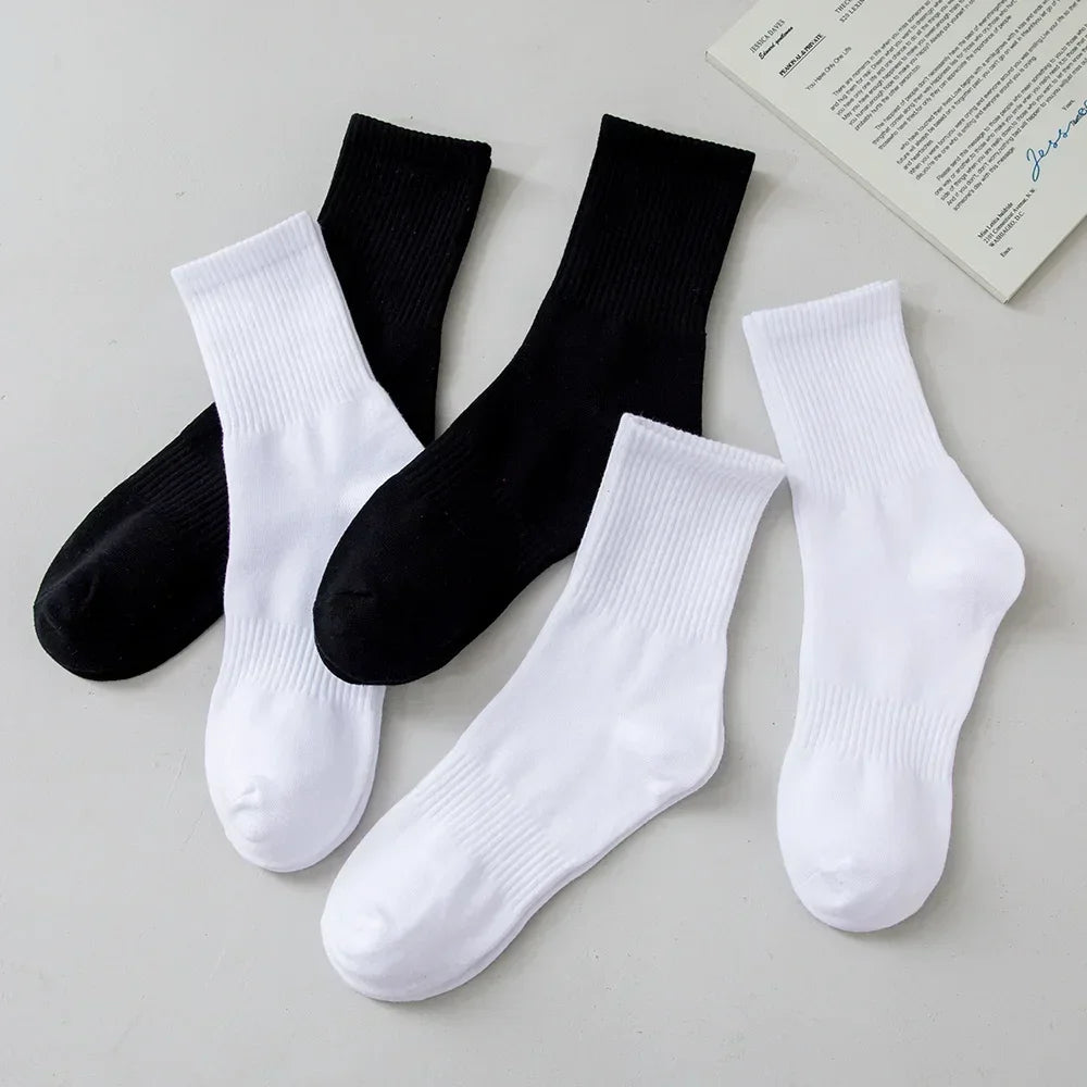 Men Cotton White Sports Socks Breathable Long Tube Socks Multi Pairs Big Size