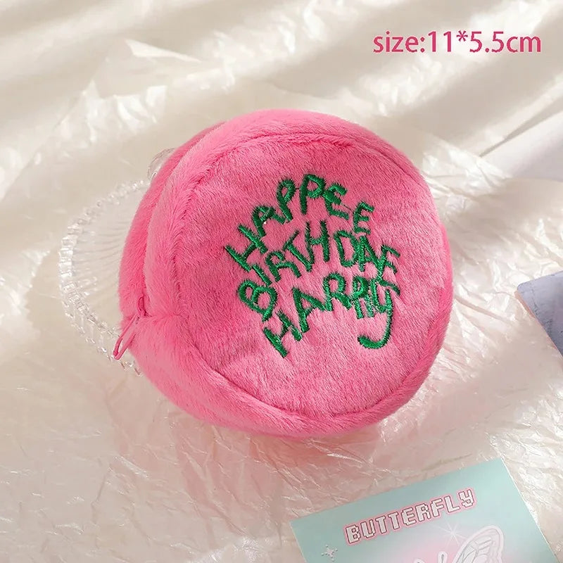 Pink Plush Coin Purse Kawaii Earphone Storage Pouch