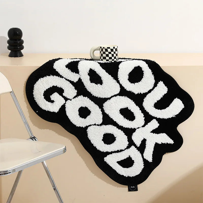 Irregular Letter Floor Mat Soft Anti Slip Faux Cashmere Area Rug Home Decor