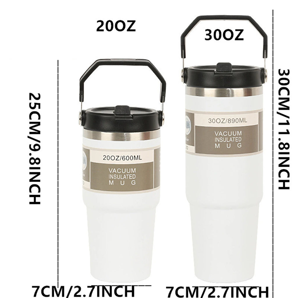 Insulated Stainless Steel Tumbler with Handle – Leakproof Travel Coffee Cup for Gym, Office & Outdoor