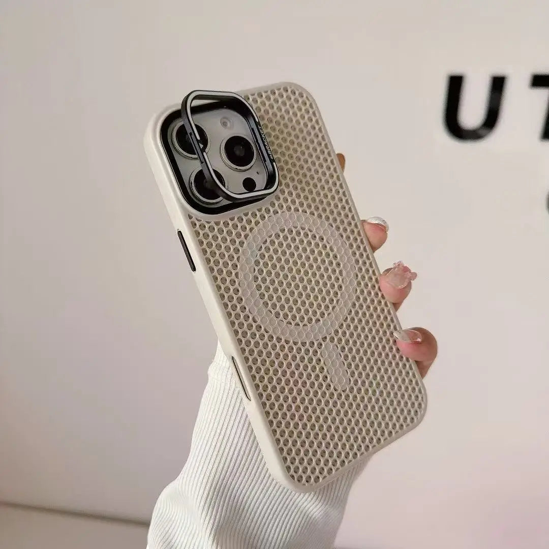 Mesh Cooling MagSafe Alloy Lens Wireless Charging iPhone Case