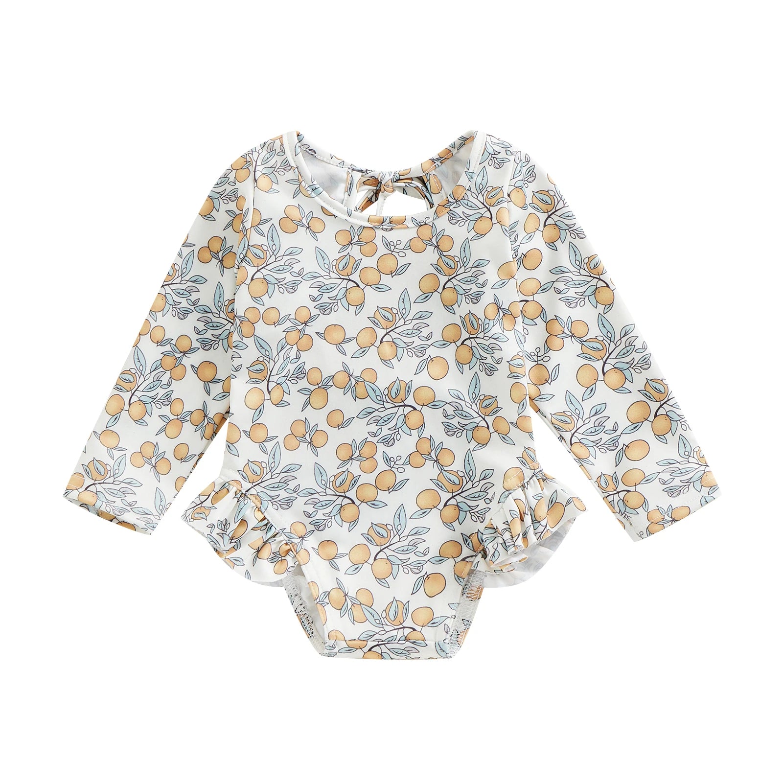 Baby Girls Floral Ruffle Long Sleeve Swimsuit 0 to 4 Years