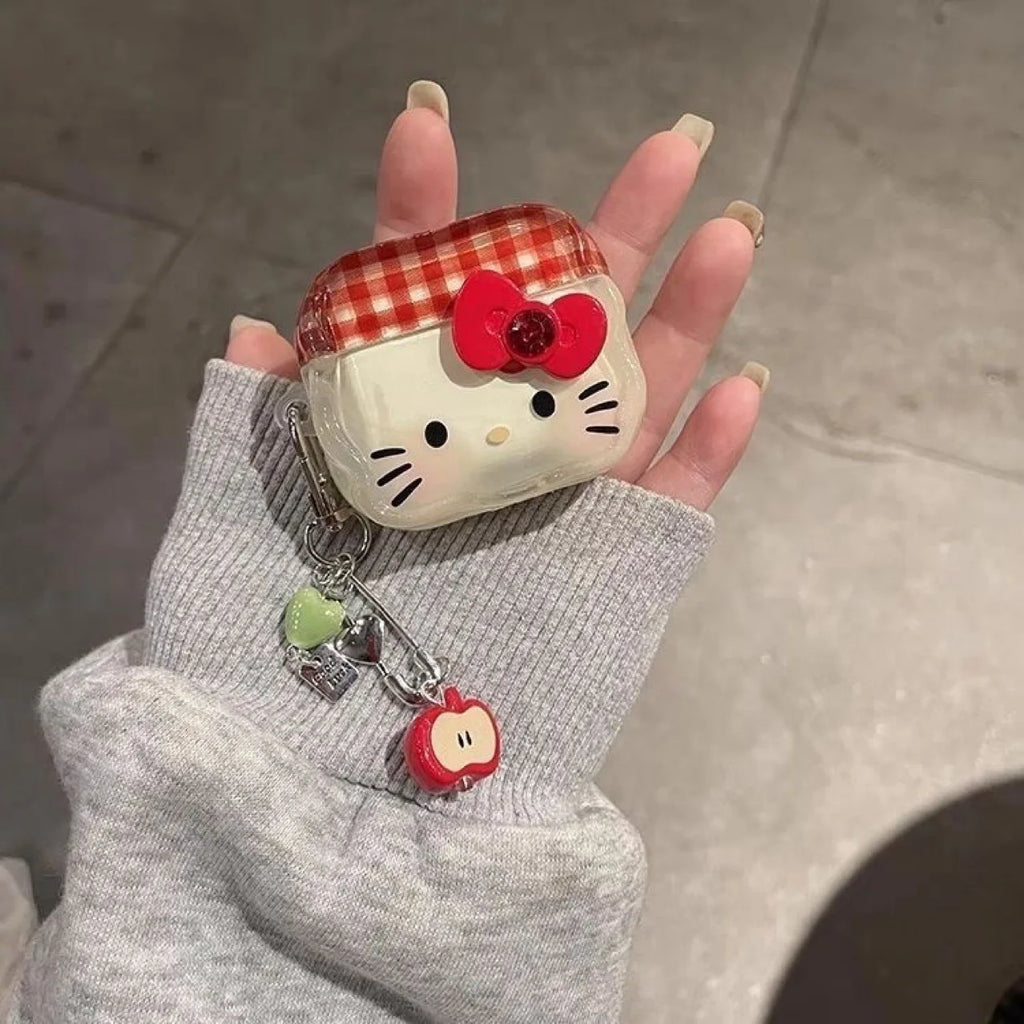 AirPods 1/2/3/4/Pro/Pro 2 Hello Kitty Cartoon Case Cute Protective Cover with Keychain