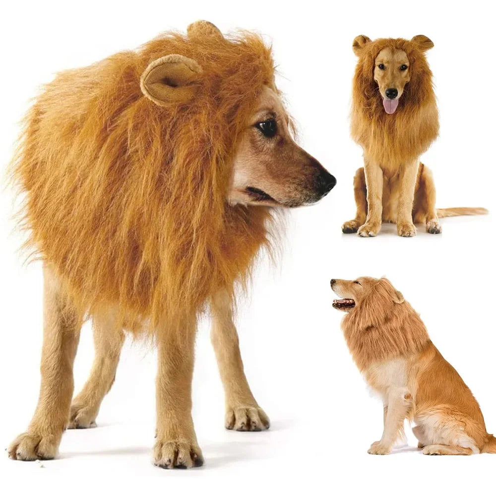 Dog Lion Mane Costume Realistic Pet Wig for Medium Large Dogs