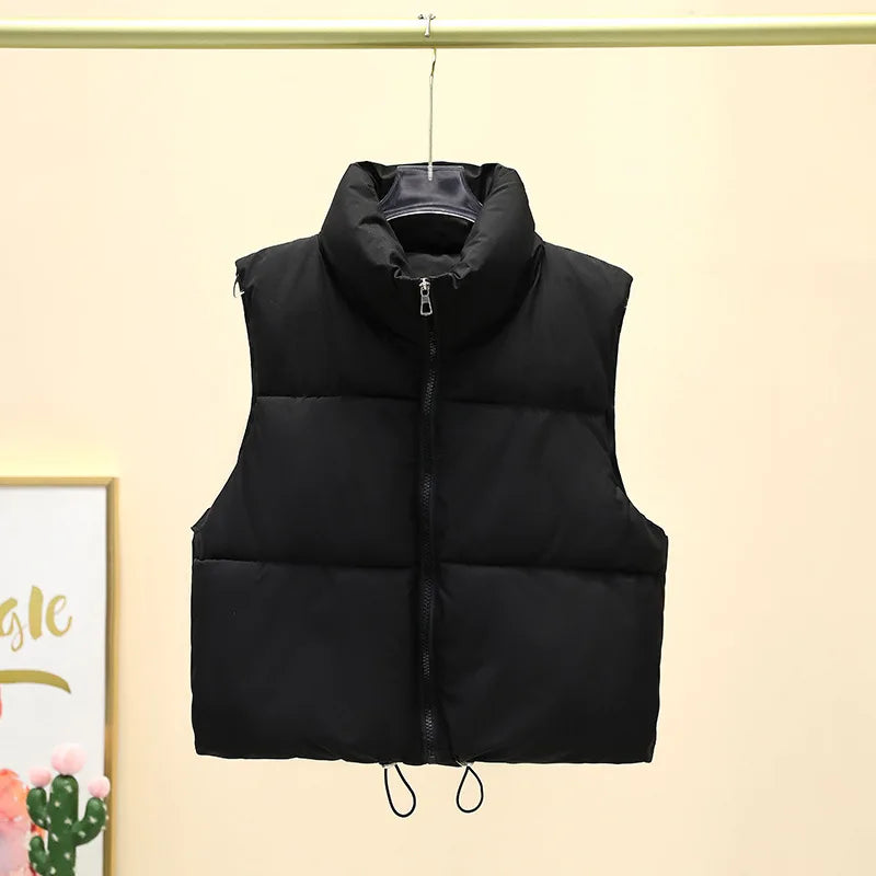 Women’s Cropped Puffer Vest Warm Sleeveless Winter Jacket