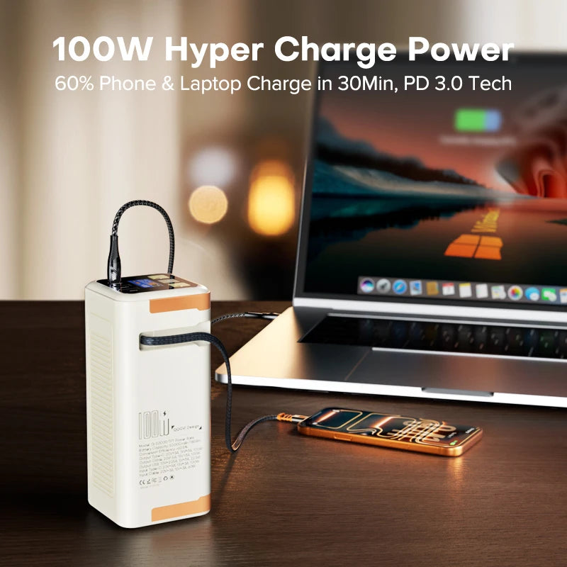 Power Bank 100W PD Fast Charging Portable External Battery for iPhone Laptop Samsung
