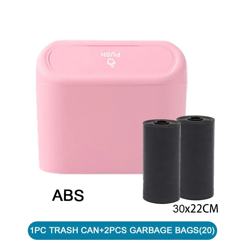 Car Trash Can with Lid Leak Proof Mini Car Bin Includes Garbage Bags