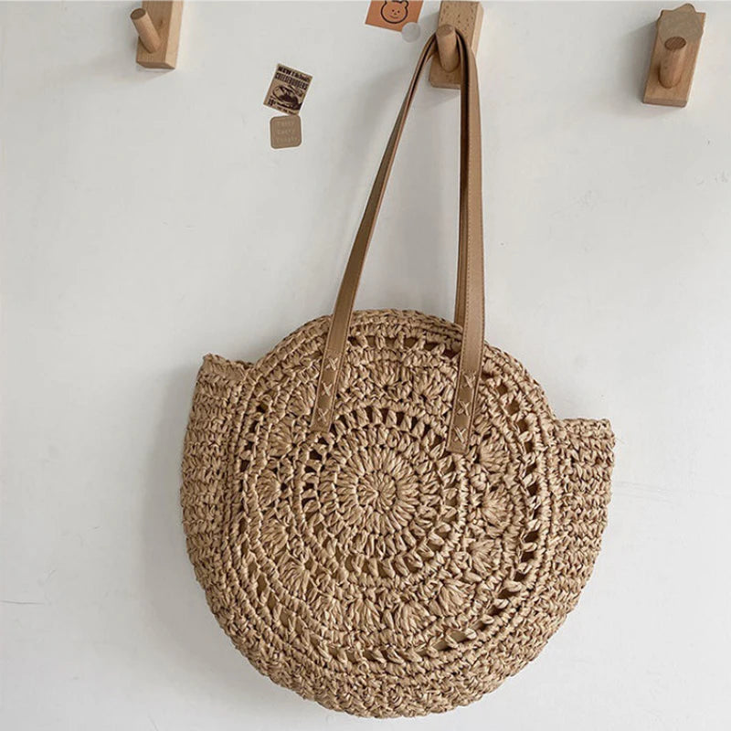 Summer Straw Beach Shoulder Bag Large Capacity Woven Tote for Women