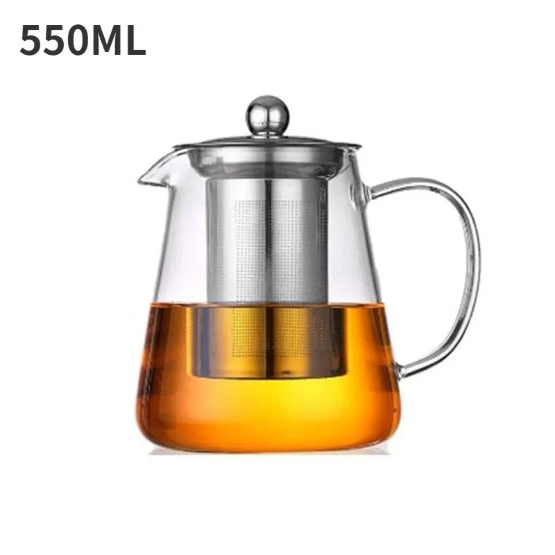 Glass Teapot with Infuser Heat Resistant Borosilicate Clear Tea Kettle