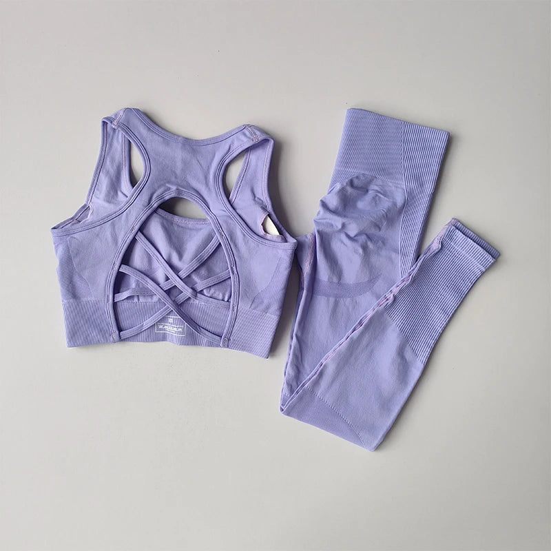 Women Sports Bra Set Fitness Tank Top Leggings Yoga Workout Set Shockproof