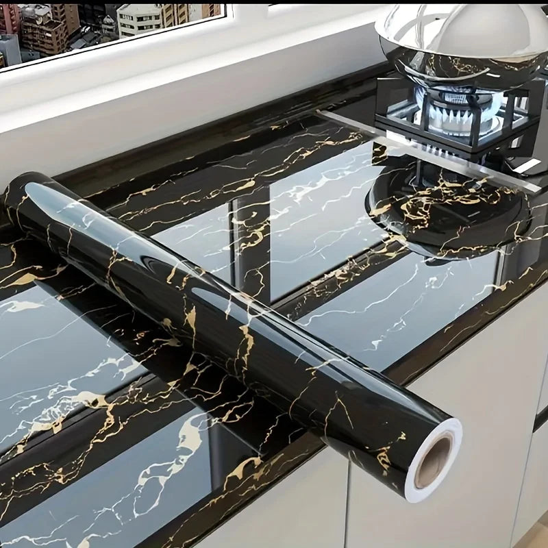 PVC Marble Wall Sticker Self Adhesive Waterproof Oil Resistant Kitchen Wall Decor 40cm