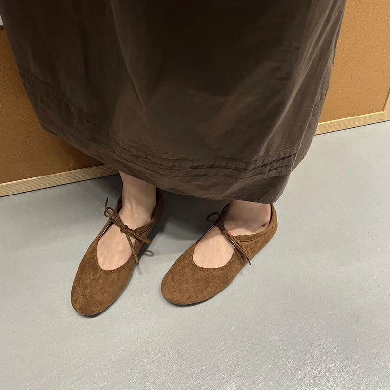 Women Butterfly Knot Flats Round Toe Slip On Soft Casual Shoes Female Footwear