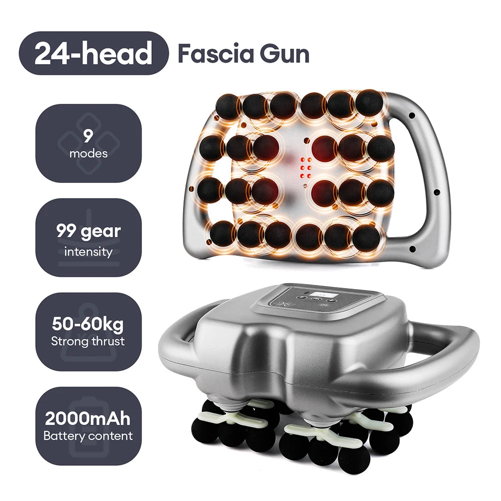 42 Heads Massage Gun Deep Tissue Muscle Massager High Frequency Body Fascia Gun for Back Neck Shoulder