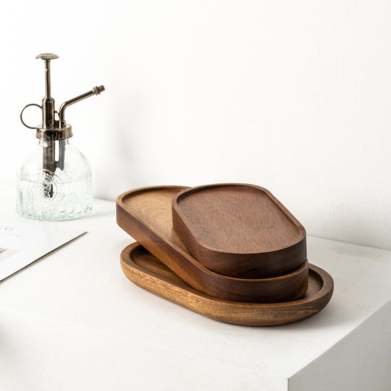 Solid Wood Serving Tray Style Plate for Dessert, Fruit & Bread