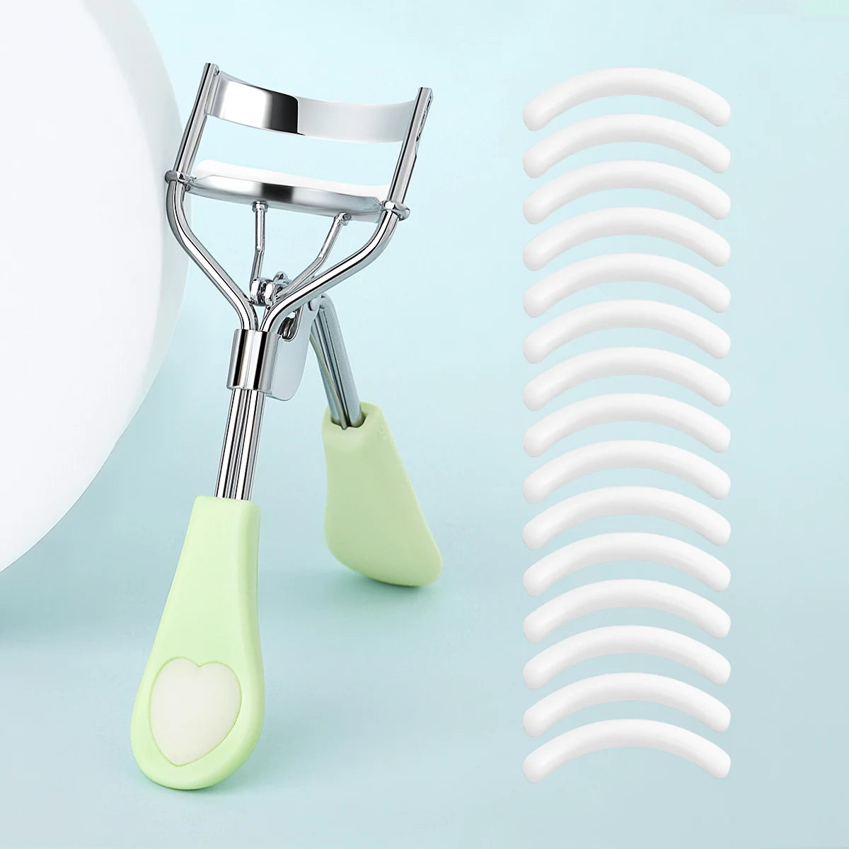 Eyelash Curler Portable Stainless Steel 15 Silicone Pads Lash Curling Tool Extensions