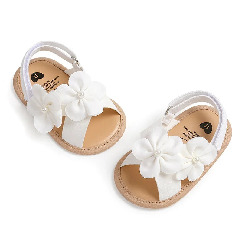 Baby Girls 3D Flower Non Slip Summer Sandals First Walker Shoes 0 to 18M